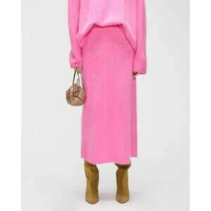 NEW LISA YANG asta midi skirt in bright rosa brushed